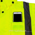 Chaqueta de lluvia clase 3 de alta visibilidad Reflectante Chaqueta de lluvia de alta visibilidad Chaqueta de lluvia de alta visibilidad impermeable de Hi-Viz larga para hombre